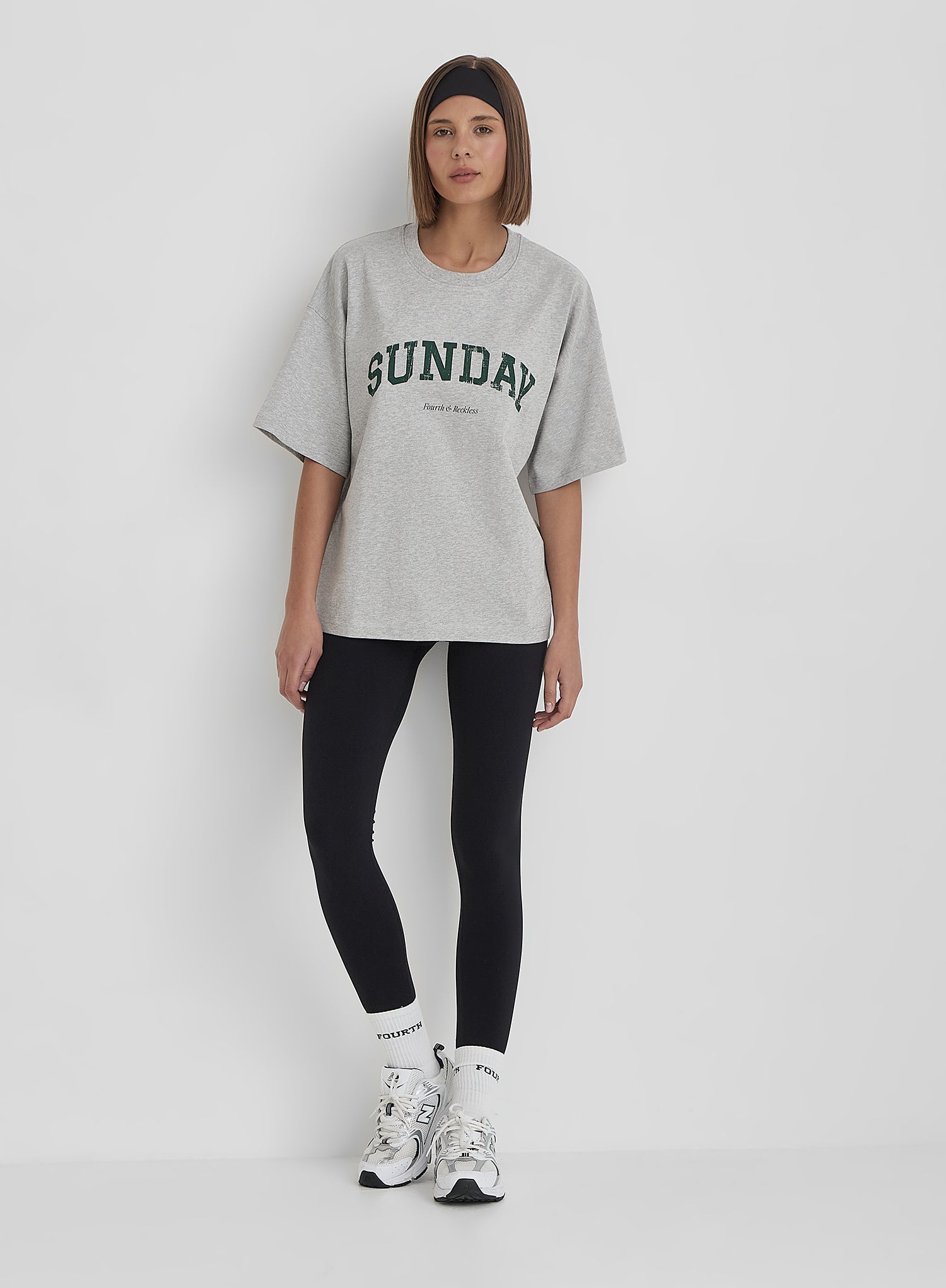 Grey Sunday Distressed Slogan Oversized T-Shirt